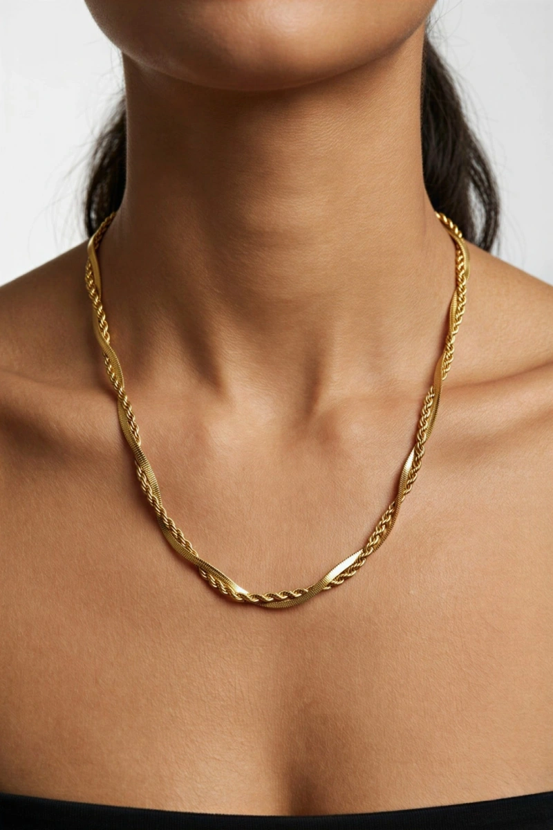 Sarma İtalyan Burgu Zincir Gold Altın Kaplama Kolye