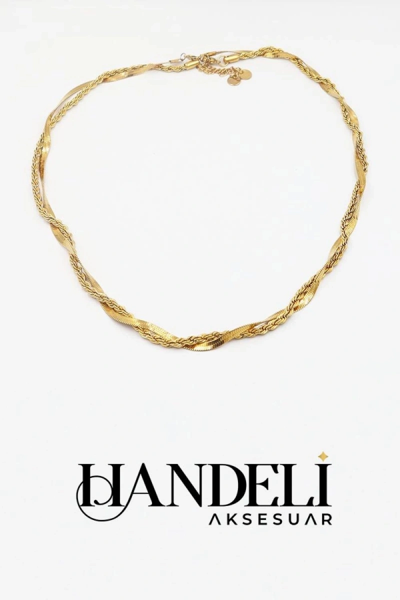 Sarma İtalyan Burgu Zincir Gold Altın Kaplama Kolye