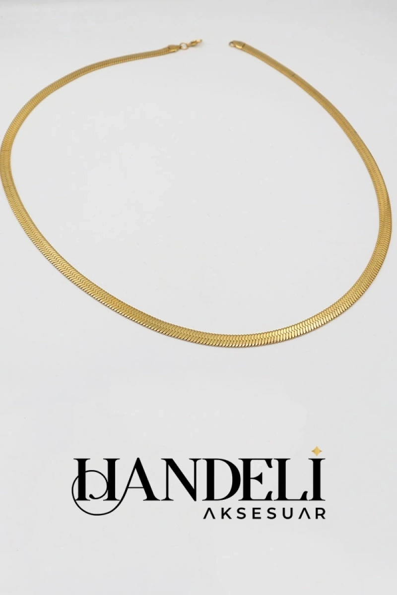 Uzun Kalın İtalyan Model Gold Altın Kaplama Kolye