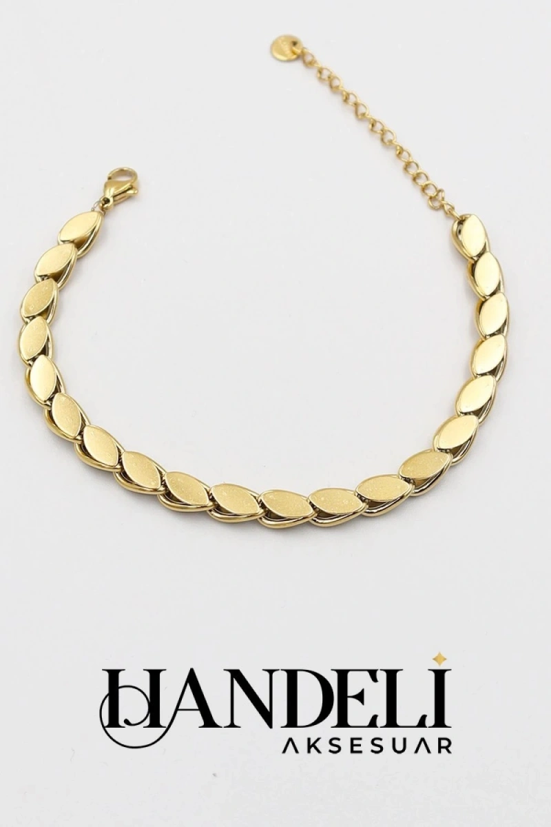 Arpa Zincir Model Gold Altın Kaplama Bileklik