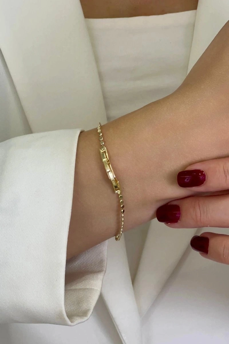 Pul Zincir Kuzey Yıldızı Model Gold Altın Kaplama Bileklik