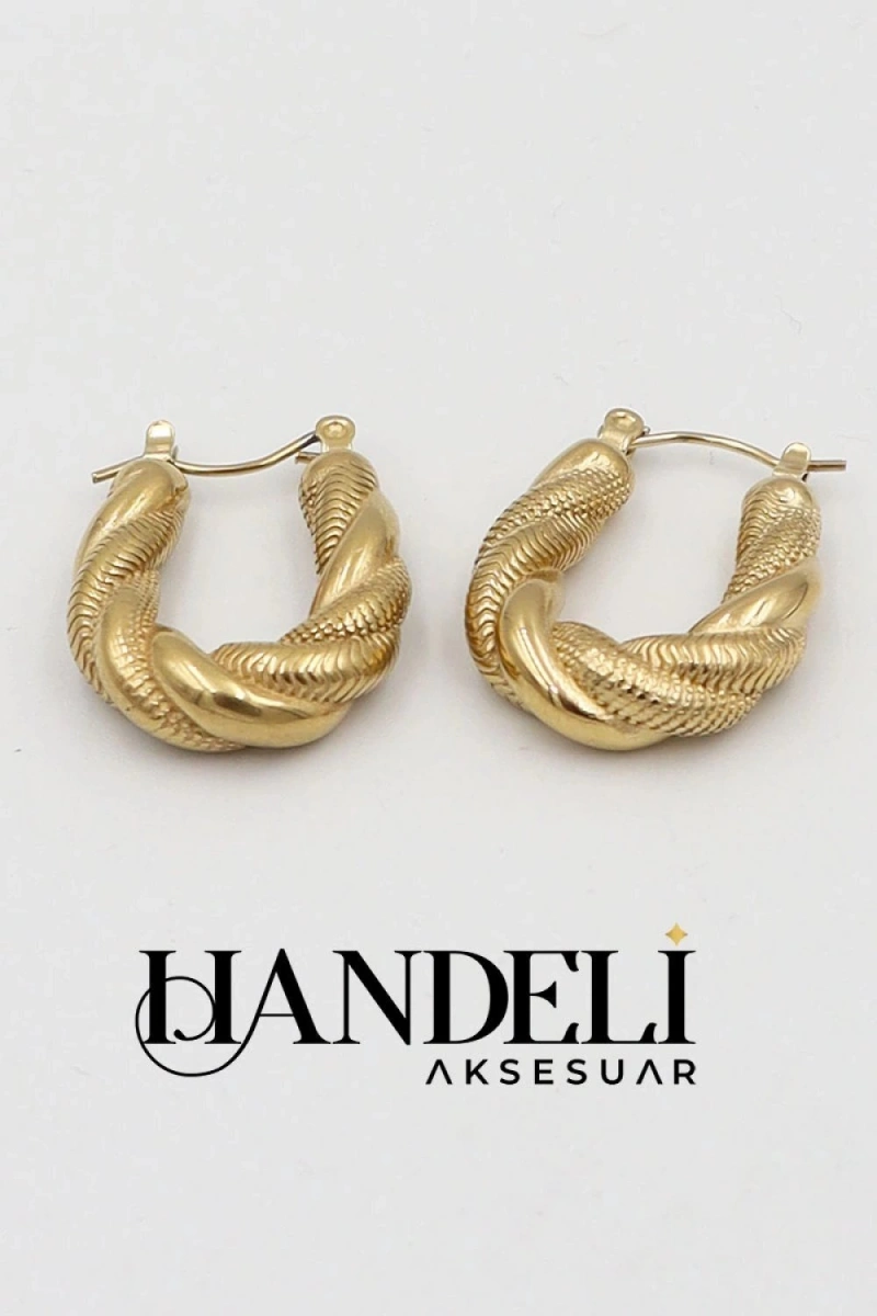 Brahma Model Gold Altın Kaplama Küpe