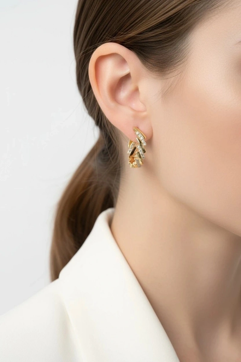 Shiva Model Gold Altın Kaplama Küpe