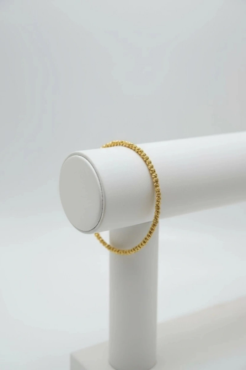 Dorika Model İnce Gold Altın Kaplama Bileklik