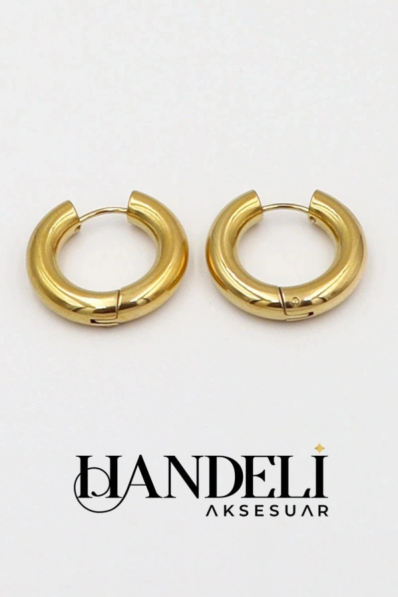 Boru Model Küçük Gold Altın Kaplama Küpe