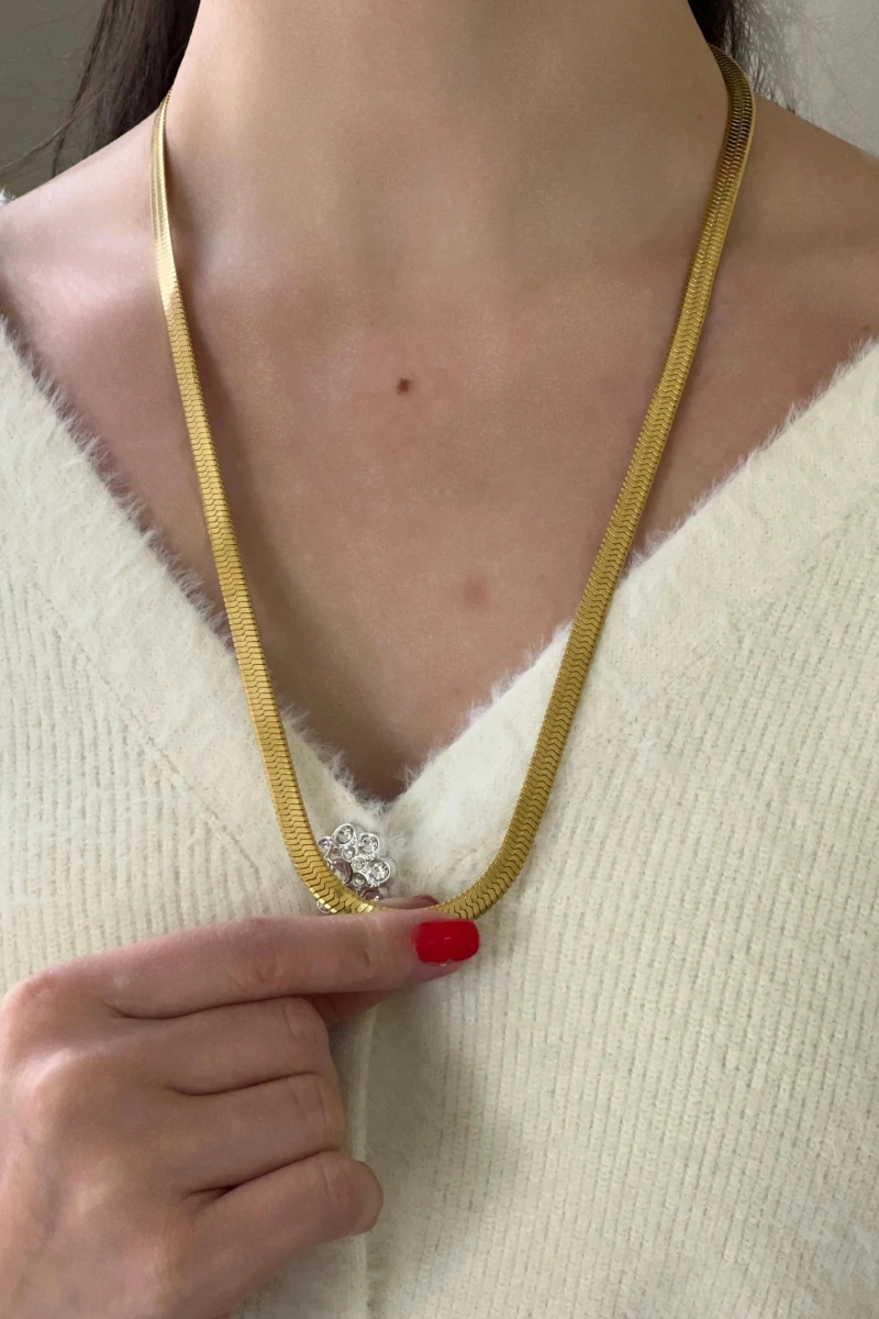 Kalın İtalyan Model Gold Altın Kaplama Çelik Kolye