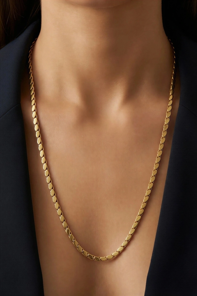 Uzun Arpa Zincir Gold Altın Kaplama Kolye