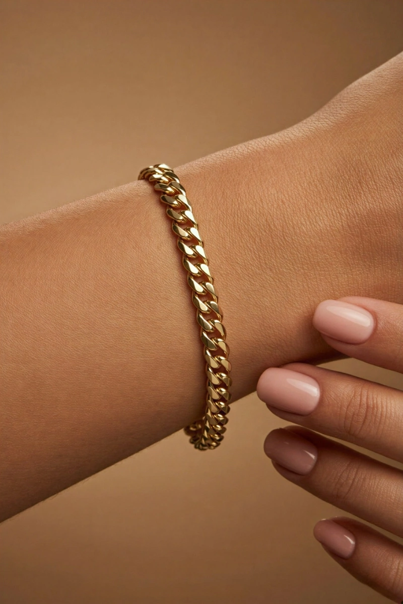 Oval Geçişli Detay Gold Altın Kaplama Bileklik