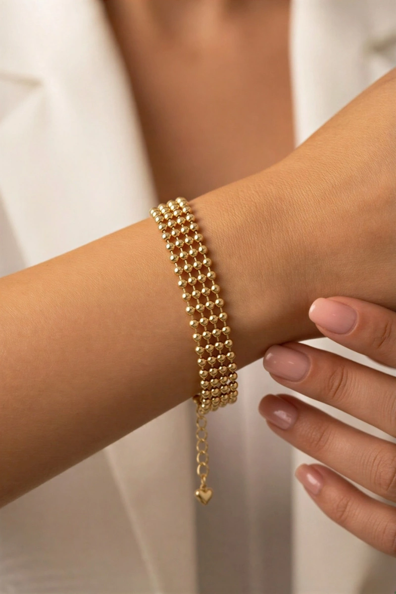 Dizgi Dorika Model Gold Altın Kaplama Bileklik