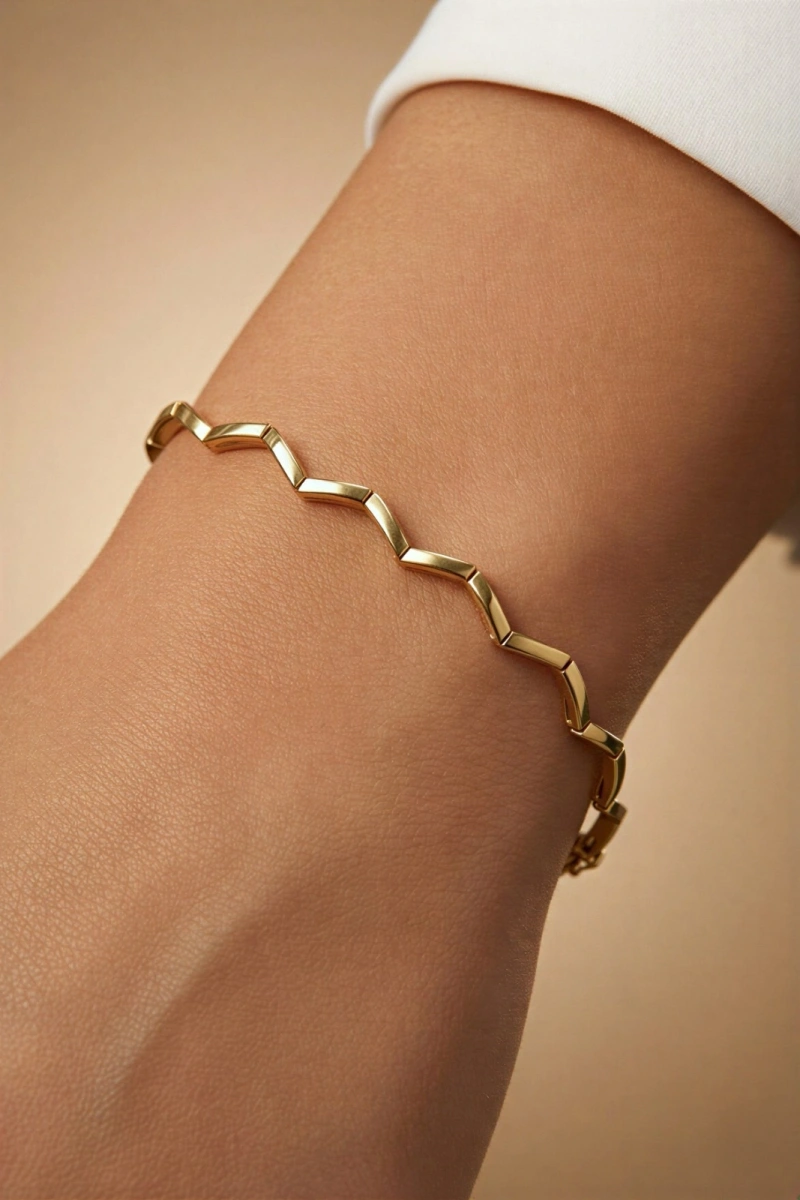 Sıralı Çapraz Model Gold Altın Kaplama Bileklik