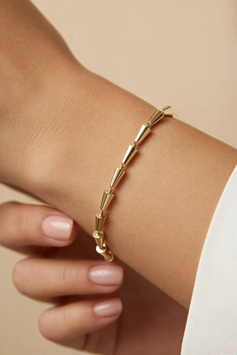 Prizma Model Gold Altın Kaplama Bileklik