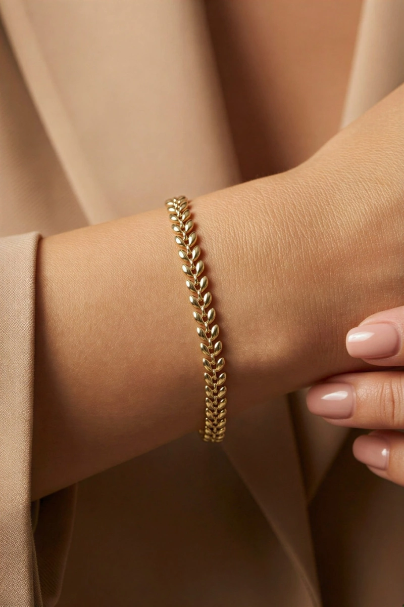 Başak Model Gold Altın Kaplama Bileklik