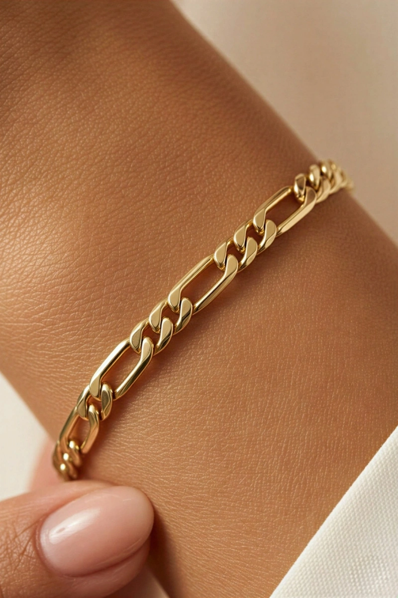 Düz İnce Ezik Bağlı Gold Altın Kaplama Bileklik