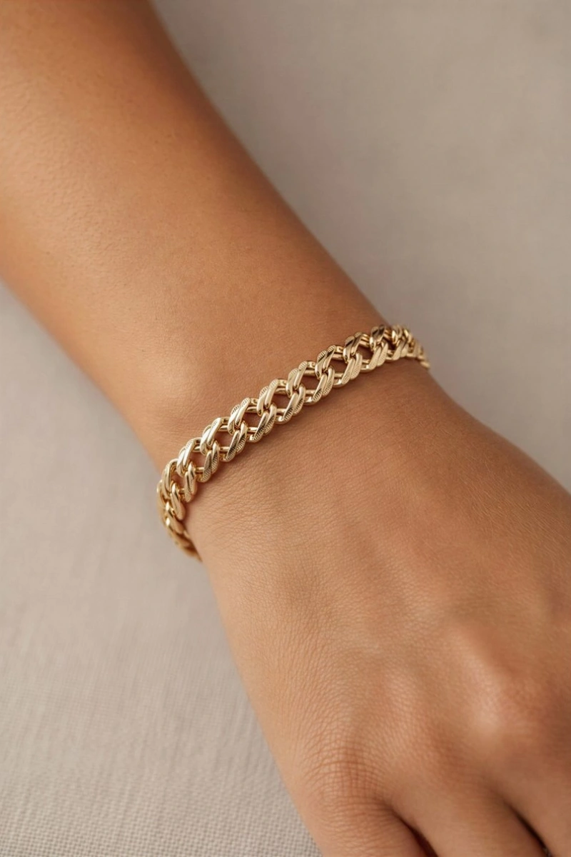 Kare Geçiş Model Gold Altın Kaplama Bileklik