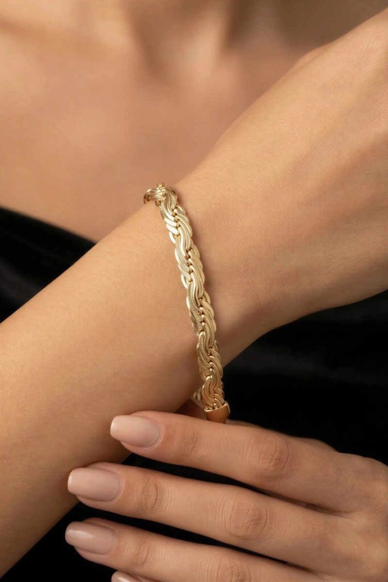 Sarmal Model Gold Altın Kaplama Bileklik