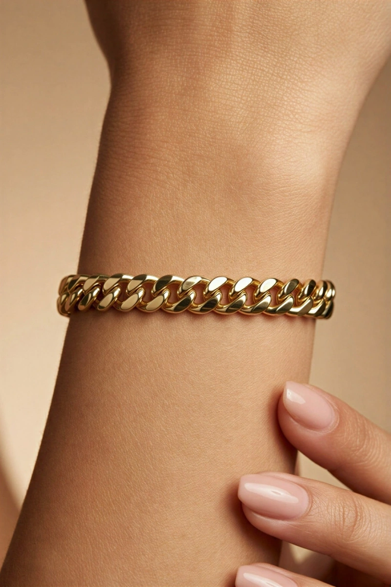 Düz Gurmet Model Gold Altın Kaplama Bileklik