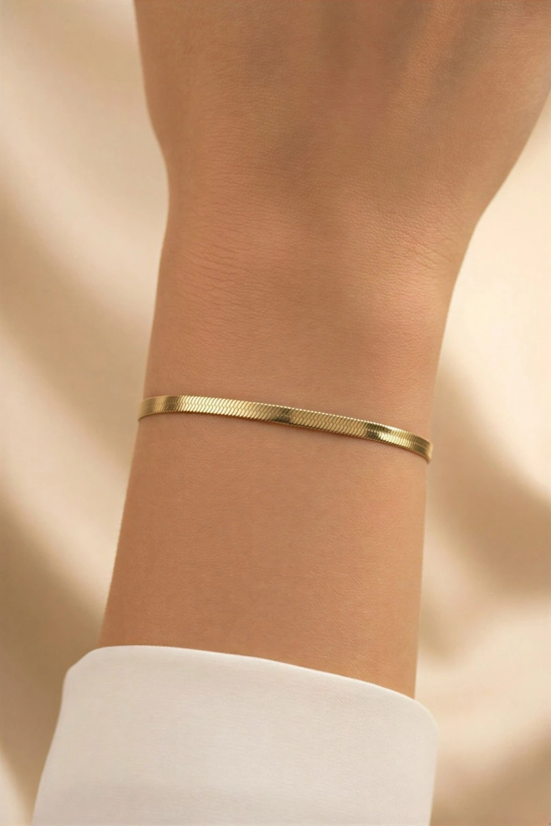 İnce İtalyan Model Gold Altın Kaplama Bileklik