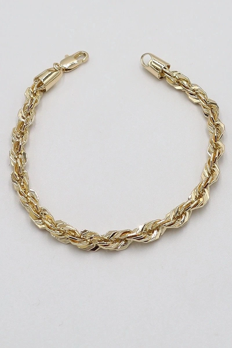 Düz Kenar İç İçe Geçme Gold Altın Kaplama Bileklik