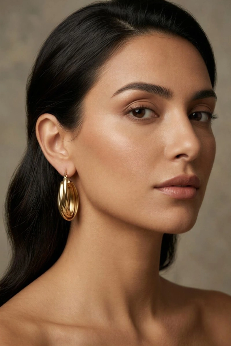 Su Damlası Model Gold Altın Kaplama Çelik Küpe