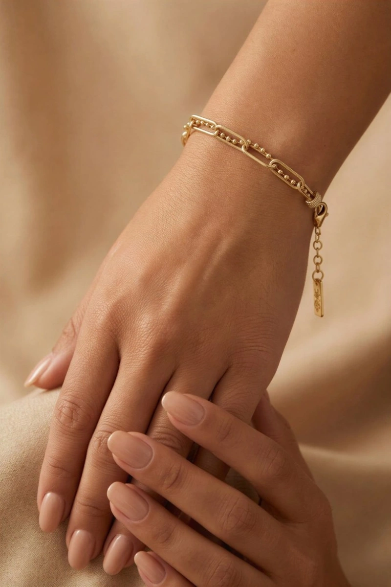 Çift Sıra Sarmaşık Gold Altın Kaplama Bileklik