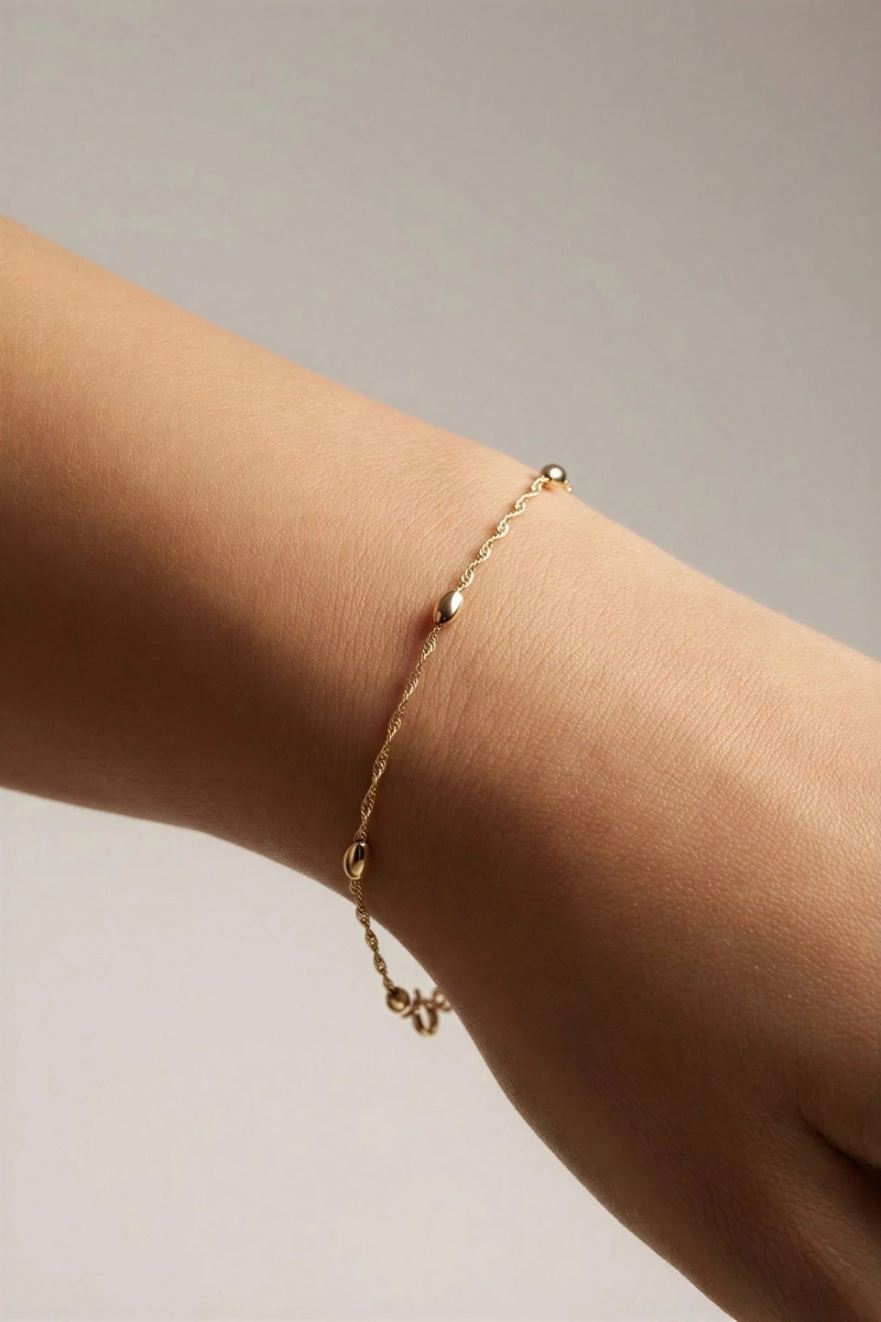 Sarmal Zincir Top Model Gold Altın Kaplama Bileklik