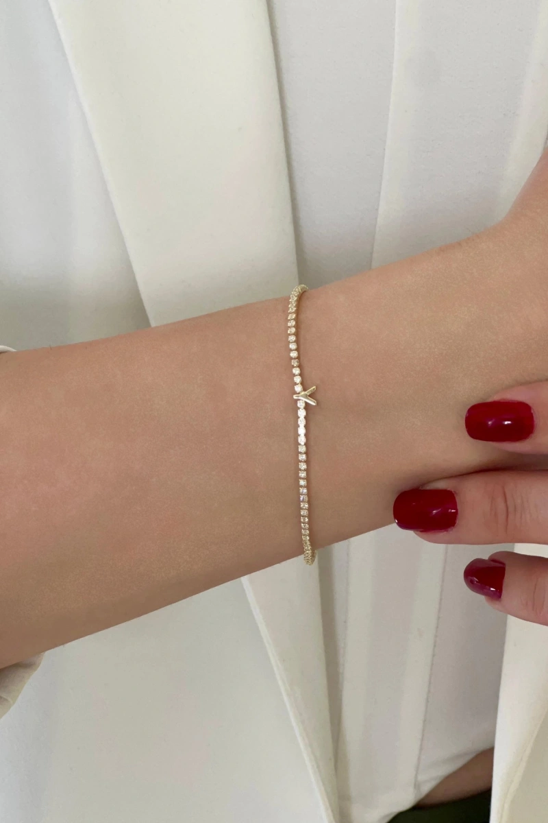 Y Harf Su Yolu Detay Gold Altın Kaplama Bileklik