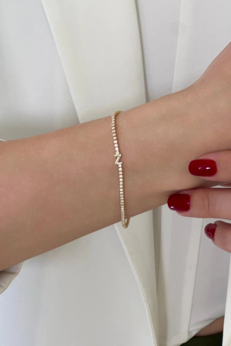 Z Harf Su Yolu Detay Gold Altın Kaplama Bileklik