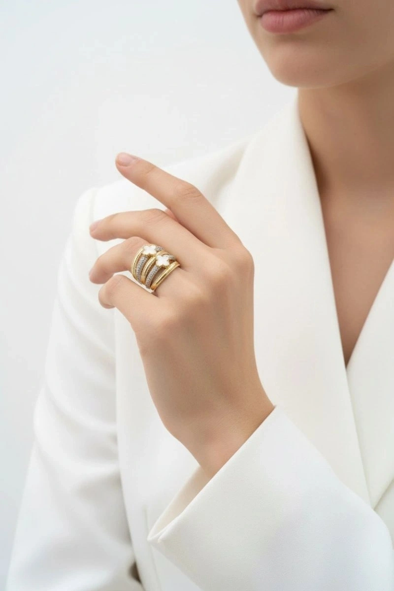 Eterna Glow Model Ayarlanabilir Gold Altın Kaplama Yüzük