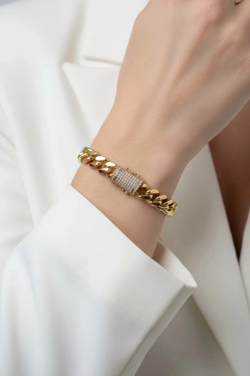 Taş Detay Gurmet Model Gold Altın Kaplama Bileklik