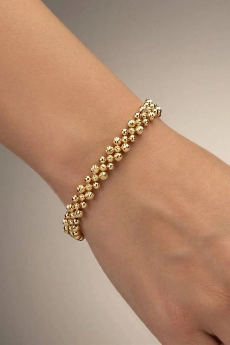 Çoklu Dorika Model Gold Altın Kaplama Bileklik