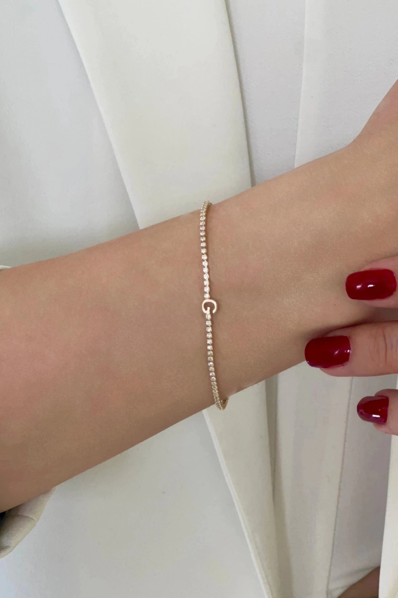 G Harf Su Yolu Detay Gold Altın Kaplama Bileklik