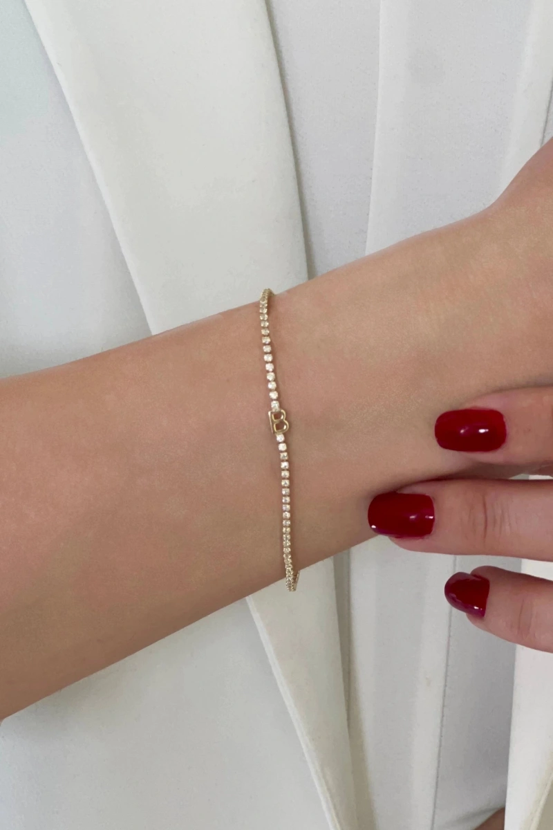 B Harf Su Yolu Detay Gold Altın Kaplama Bileklik