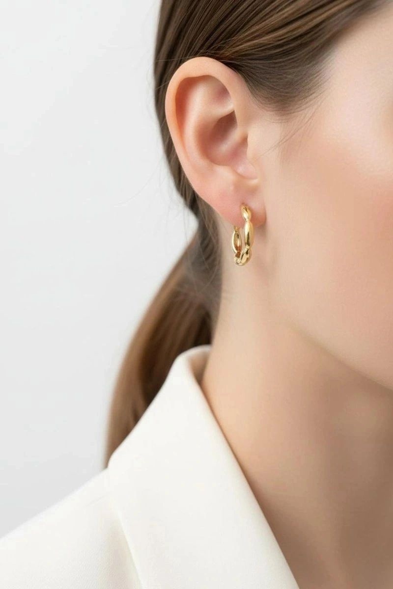 Orbit Model Gold Altın Kaplama Küpe