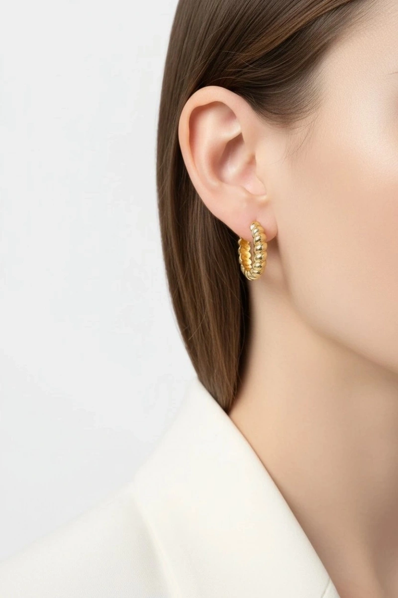 Kaelis Model Gold Altın Kaplama Küpe