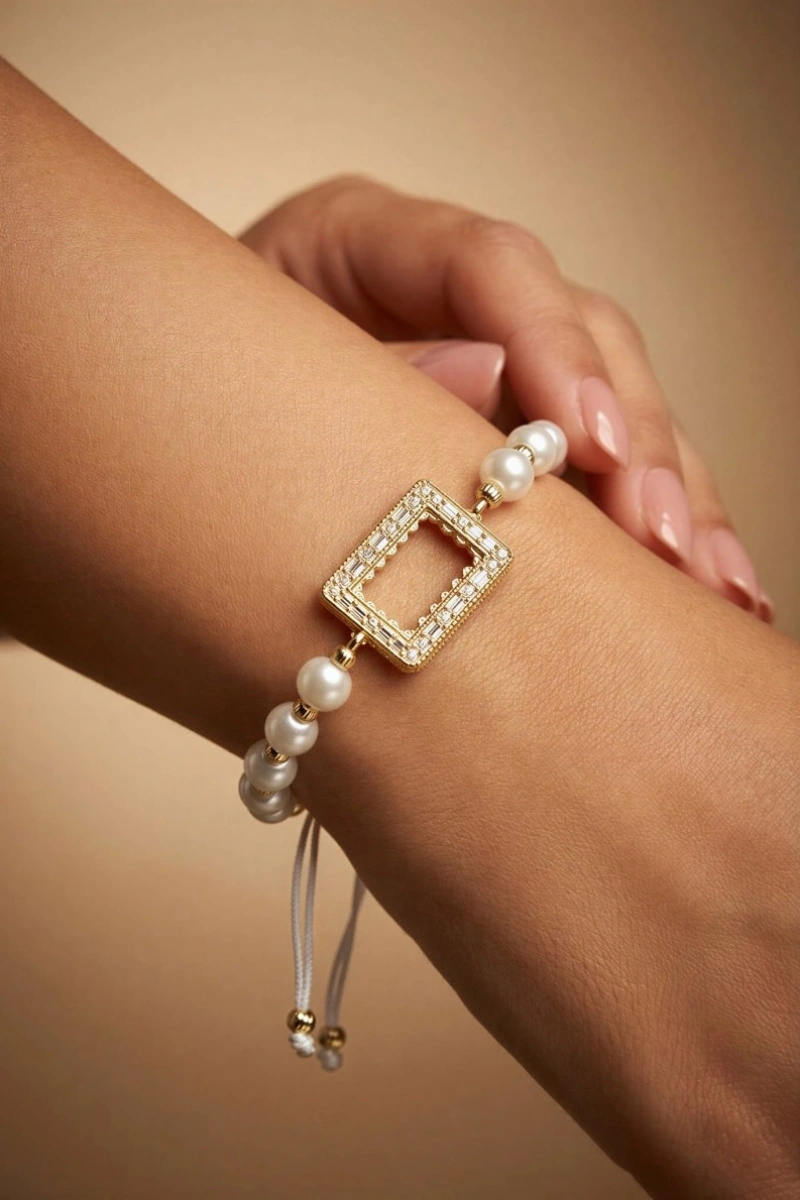 İnci Detay Gramlık Model Gold Altın Kaplama Bileklik