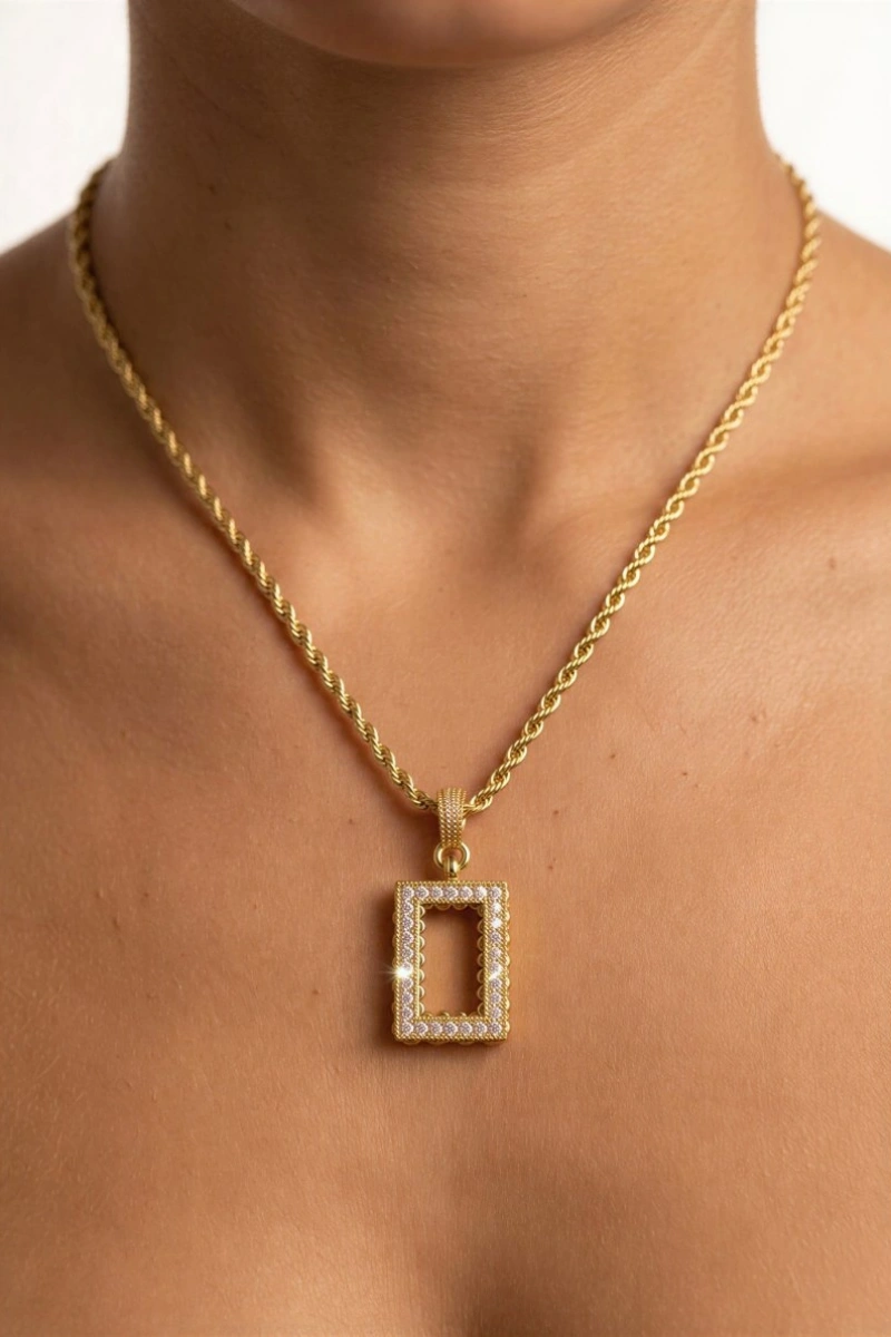 Taş Model Gold Altın Kaplama Gramlık Kolye