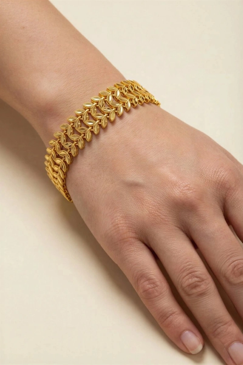 Çift Sıra Başak Model Gold Altın Kaplama Kuyumcu Bileklik