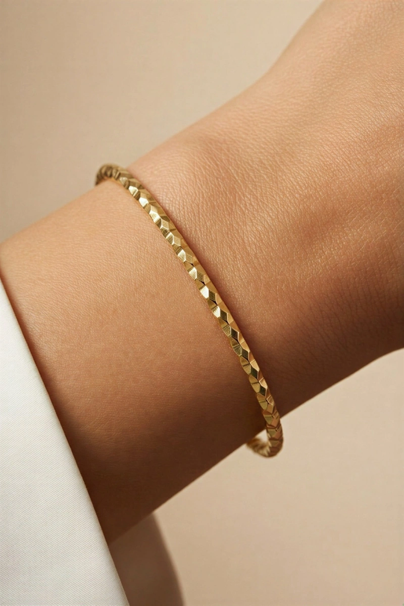 Desenli Gold Altın Kaplama Ajda Bilezik