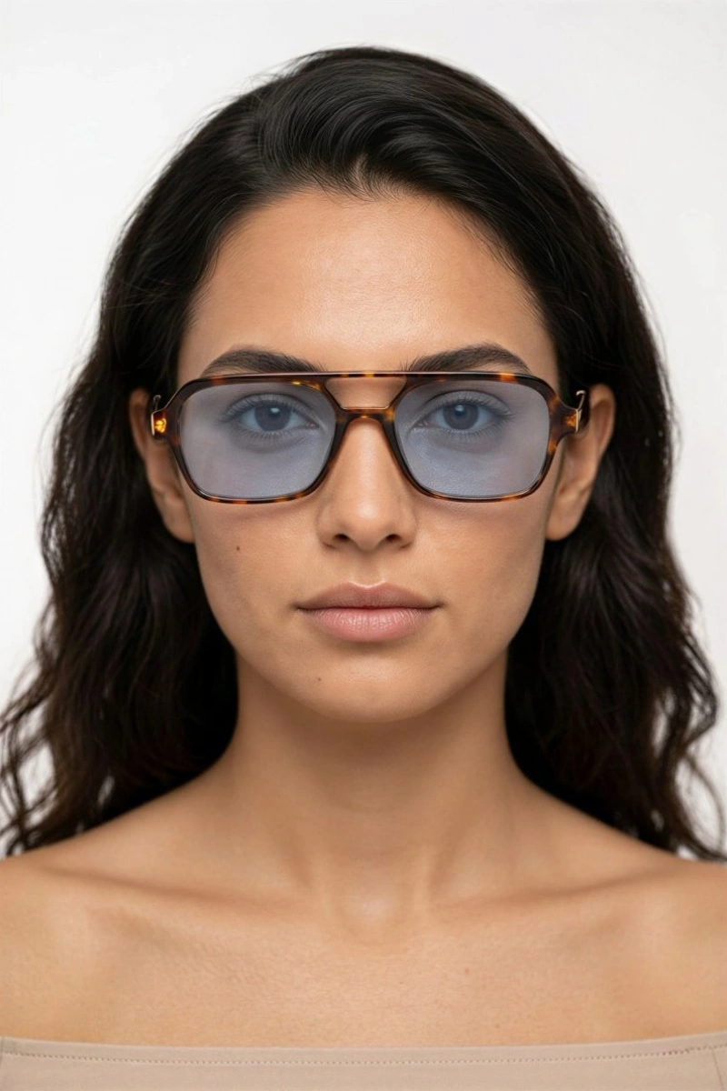 Leopar Model Mavi Cam Kadın Güneş Gözlüğü