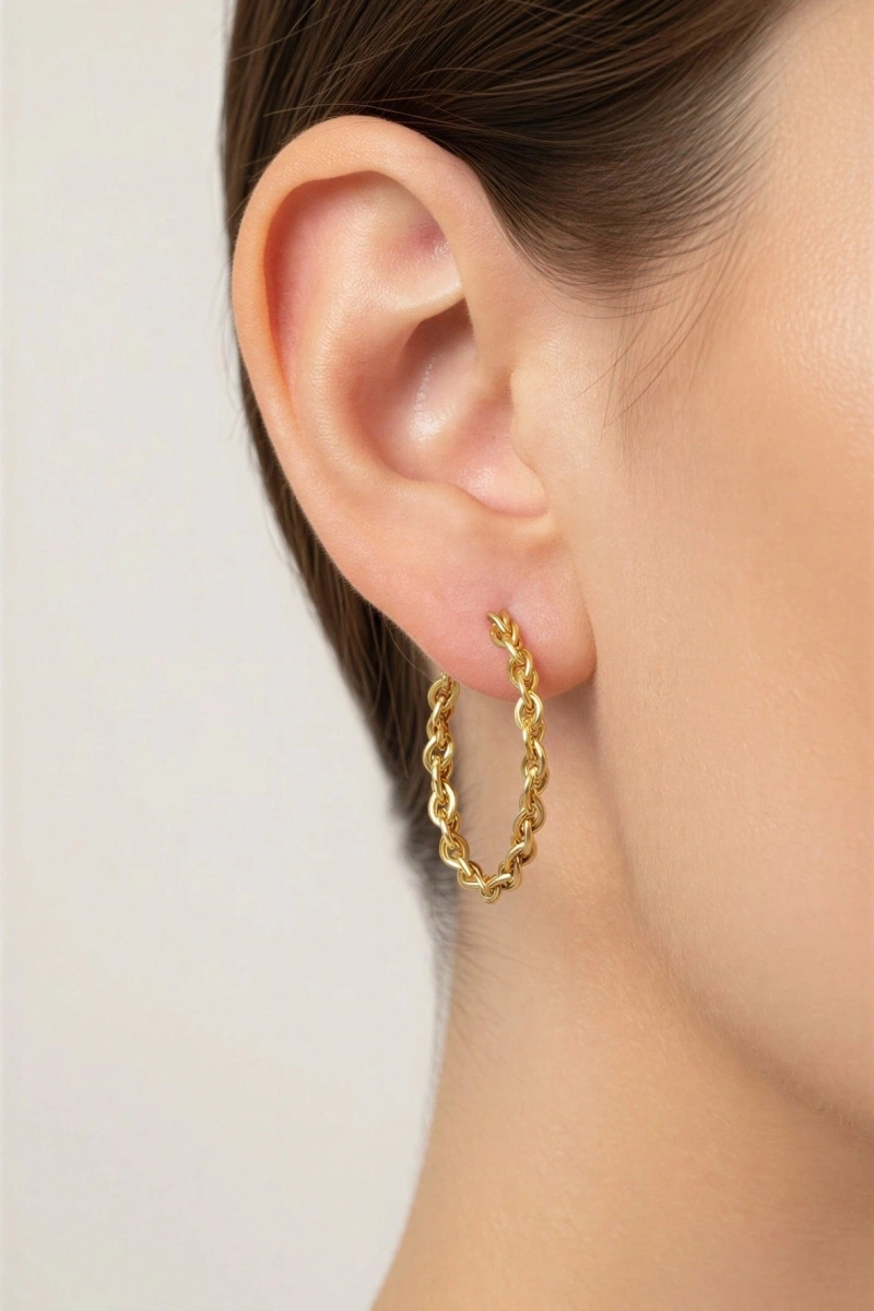 Artemis Halka Model Gold Altın Kaplama Çelik Küpe