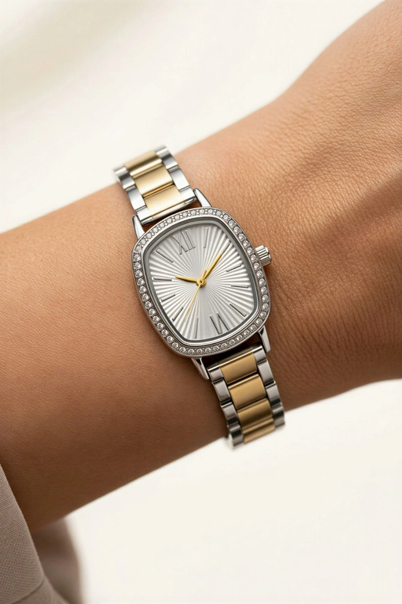 Fener Model Silver Gold Kordon Beyaz Kadran Kadın Kol Saati