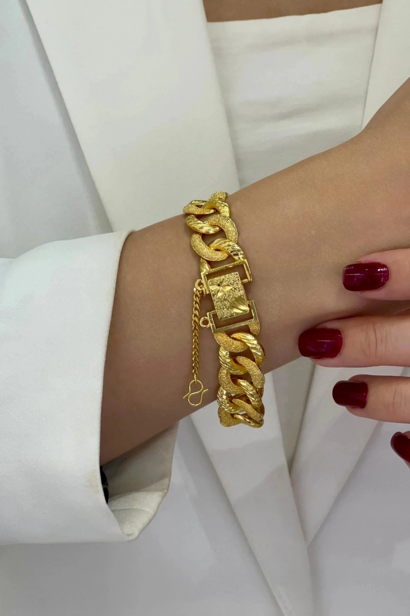 Yarı Simli Samanyolu Model Gold Altın Kaplama Bileklik