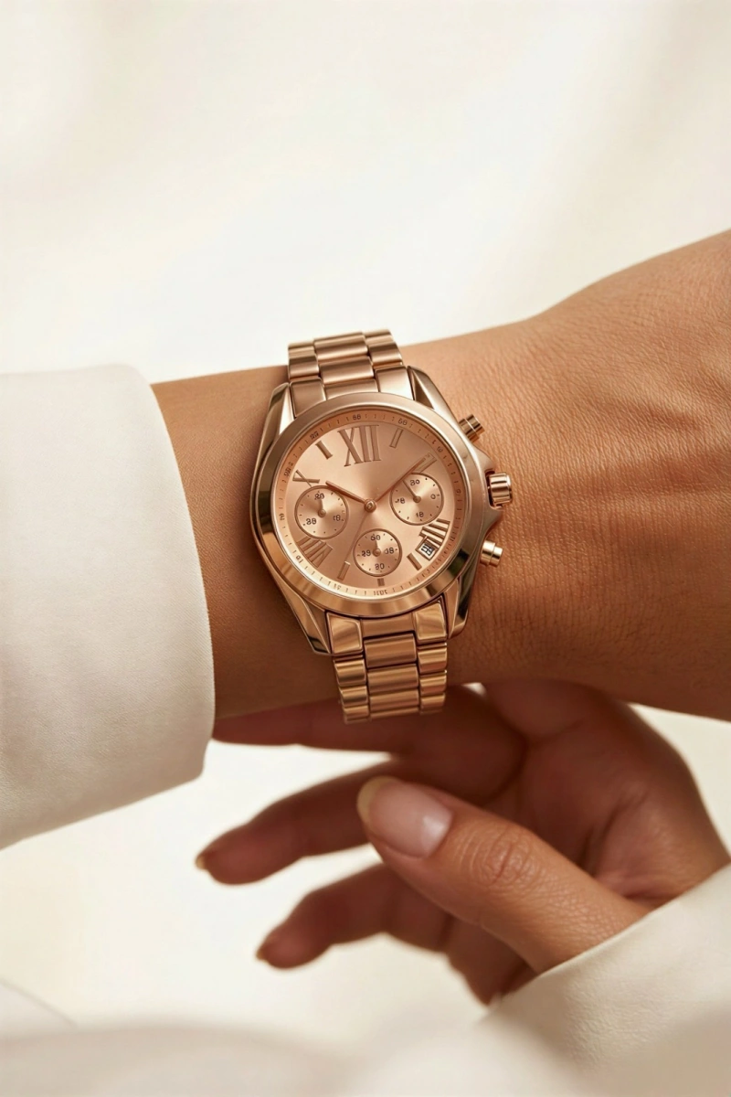 Kapalı Rose Kordon Roma Rakam Rose Kadran Detay Gold Kadın Kol Saati