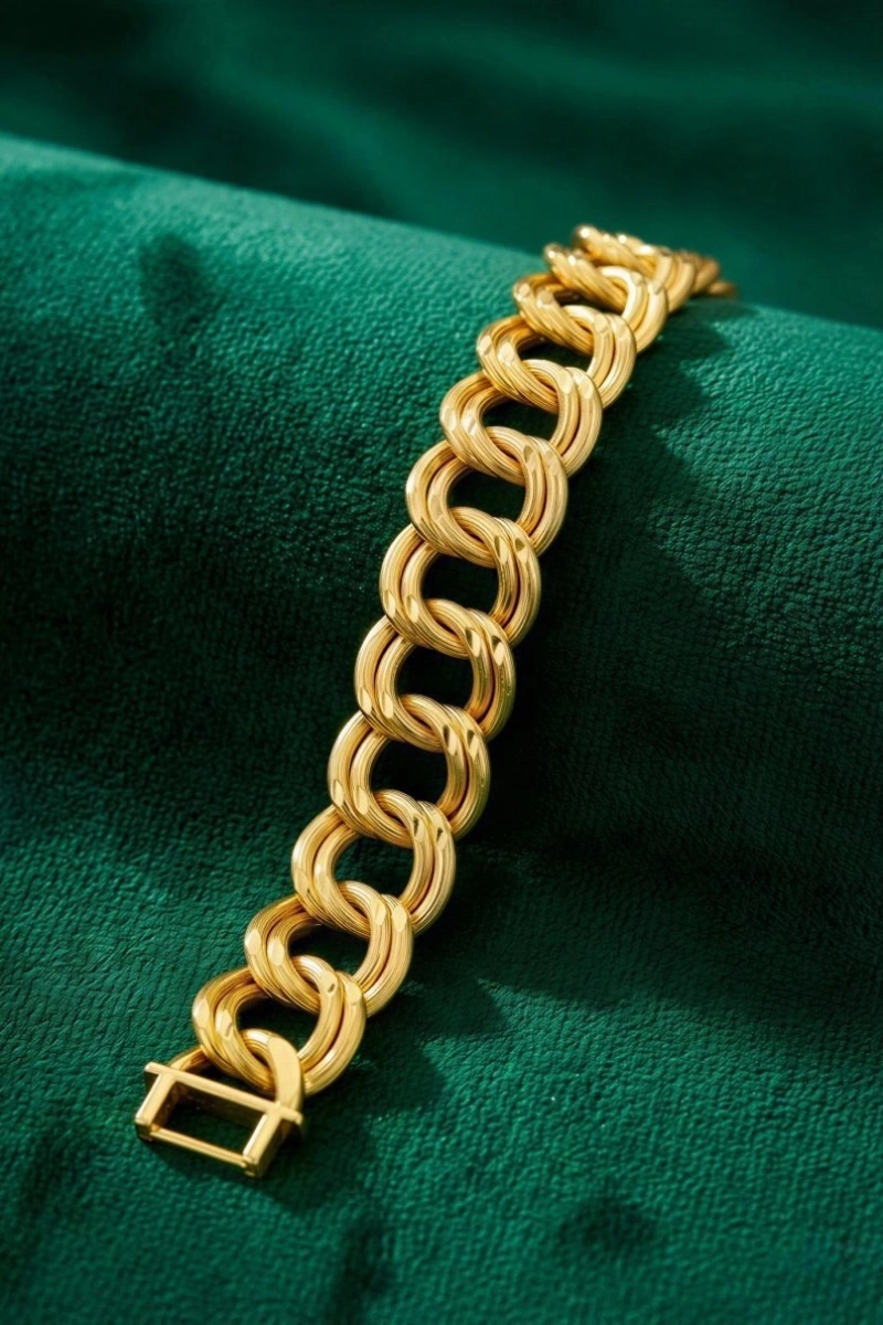 Uzay Yolu Çizgi Detay Gold Altın Kaplama Kuyumcu Bileklik