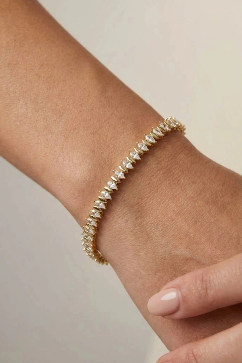 Sıralı Damla Model Gold Altın Kaplama Bileklik