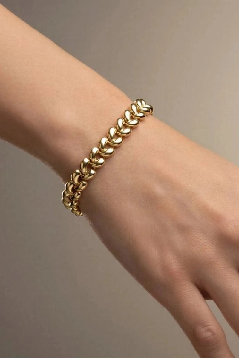 Çift Damla Model Gold Altın Kaplama Bileklik