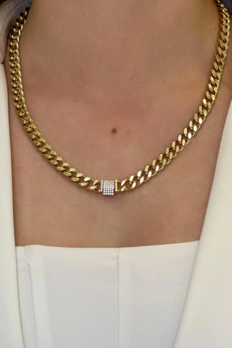 Taş Detay İnce Gurmet Model Kolye ve Bileklik Set