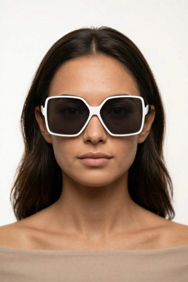 Beyaz Modern Kadın Güneş Gözlüğü