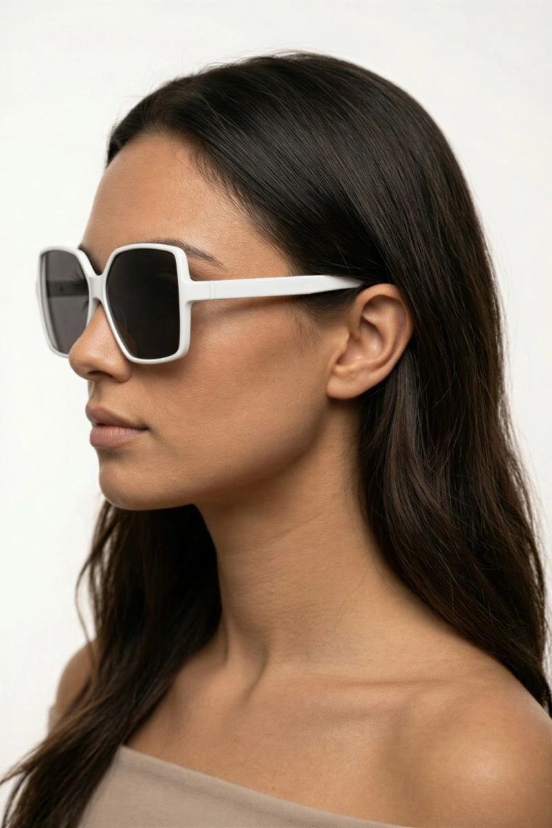 Beyaz Modern Kadın Güneş Gözlüğü