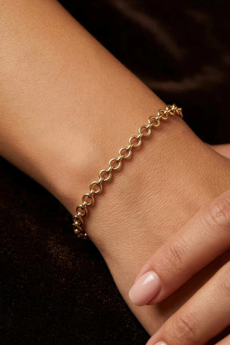 Sıralı Halka Model Gold Altın Kaplama Bileklik